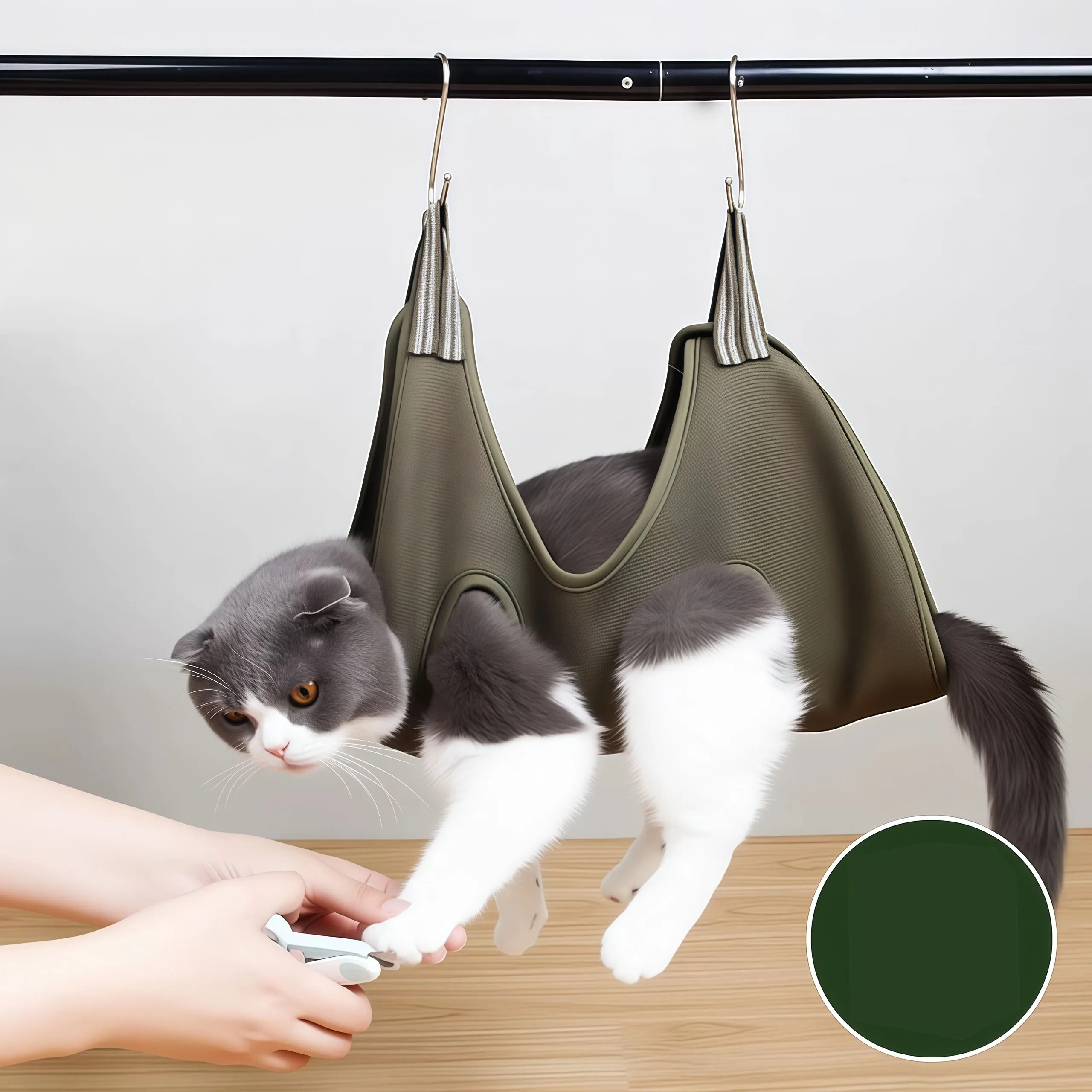 Amaca per toelettatura animali domestici, per taglio unghie e rifilatura di cani e gatti, sacca di contenimento con ganci, ausilio anti-graffio per alimentazione, bagno e toelettatura del pelo