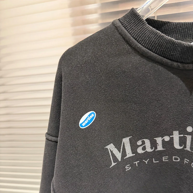 26FW خمر غسلها الأسود المرقعة مارتين روز جاكيت زيبرا الرجال النساء 100% القطن المتضخم سترات للعبة البيسبول معطف مع العلامة