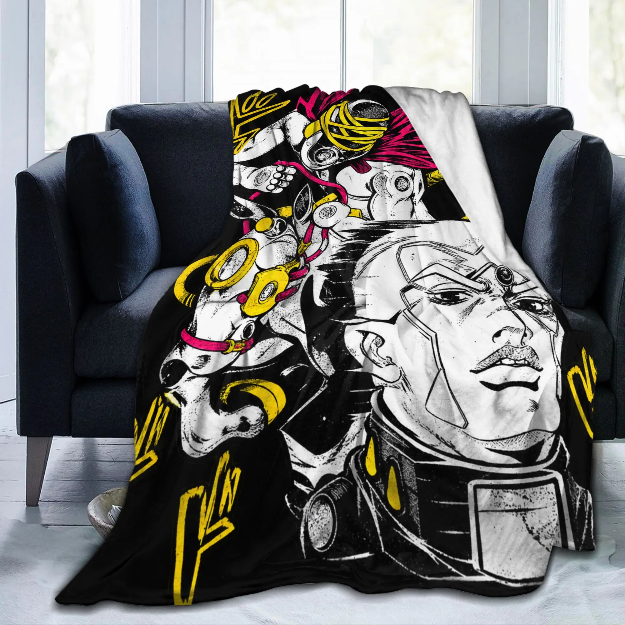 Jojo's Bizarre Adventure Valentine Villain Flannel Blanket Super Soft Bedding Throws for Couch Chair Bedspread Sofa Bed Cover