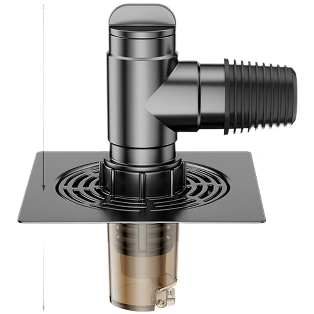 For laundry Machine Sink Floor Drain Adapter T Design Stainless Steel in Humid Environments 8.3x3.2x13.3cm Variant