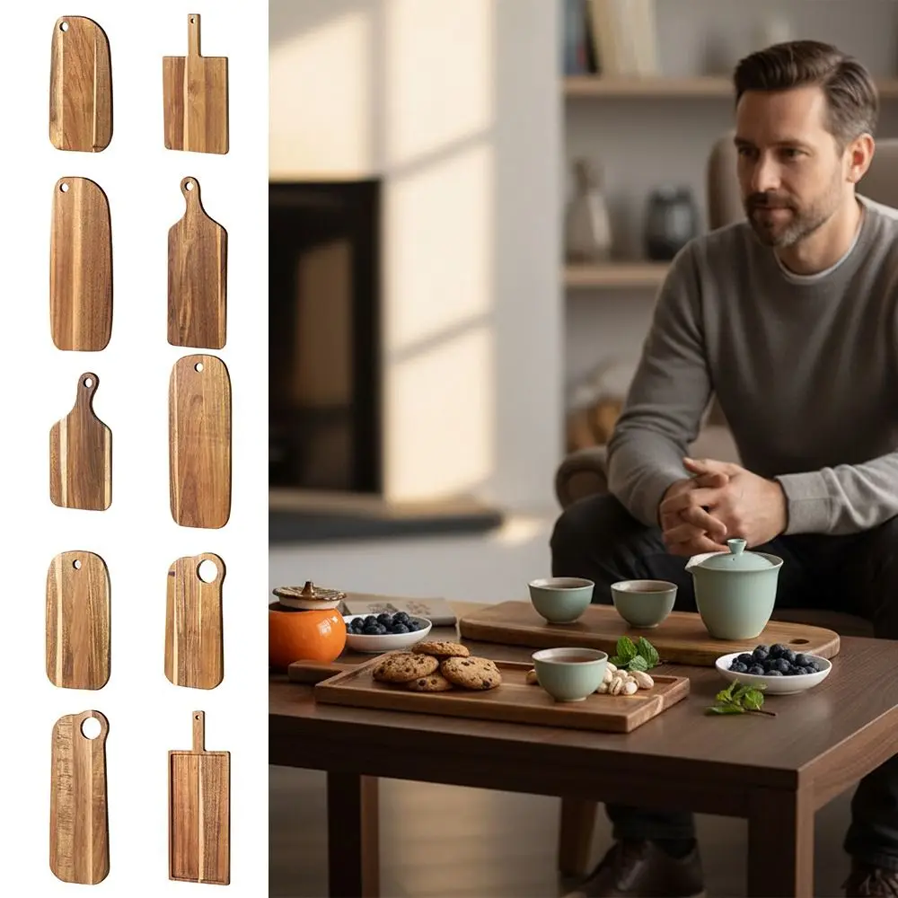 Food-Safe Thickened Cutting Boards with Handle Wooden Chopping Blocks Kitchen Tools Anti-mold Bread Board Kitchen Supplies