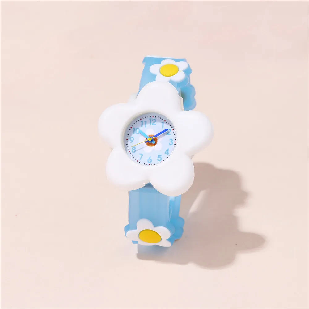 linda pulseira de silicone estilo flor doce relógio infantil de desenho animado