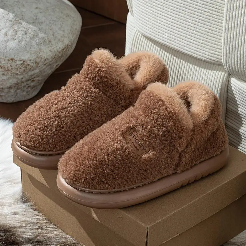 Komfortable Schneestiefel aus Lammwolle mit rutschfester, dicker Sohle für Damen, Winter 2026, Übergröße 45, warme, plüschige Stiefeletten, kurze, pelzige Stiefeletten für Damen – Detail 14