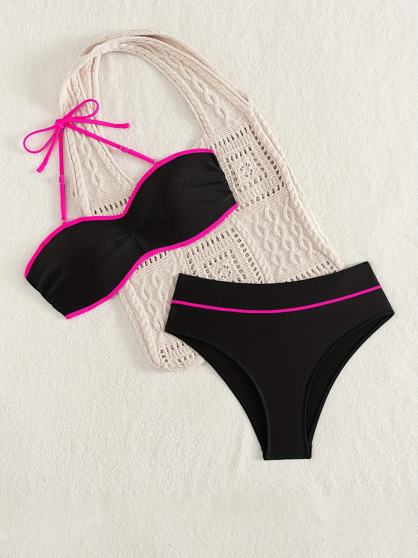 ZTVitality Patchwork Women Swimsuit Sexy Bikini 2025 New Arrival Halter High Waist Padded Bra Swimwear Summer Beachwear Biquini