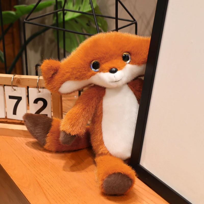 Forest Animals Series Stuffed Cartoon Wolf Frog Raccoon Fox Lovely Doll Long Face Home Decro Birthday Gifts
