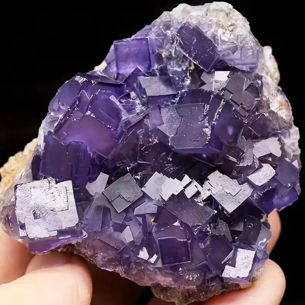 1pc Purple Fluorite Cluster, Natural Crystal Specimen, Purple Fluorite Cube Mineral Crystal Raw, Educational Science Specimen
