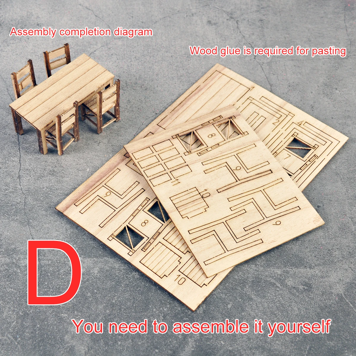 1/35 Maßstab Modellbausatz Baukonstruktion Holztisch Schreibtisch Stuhl Hocker Bank Sandtisch Miniatur Diorama Modelle Sets – Detail 2