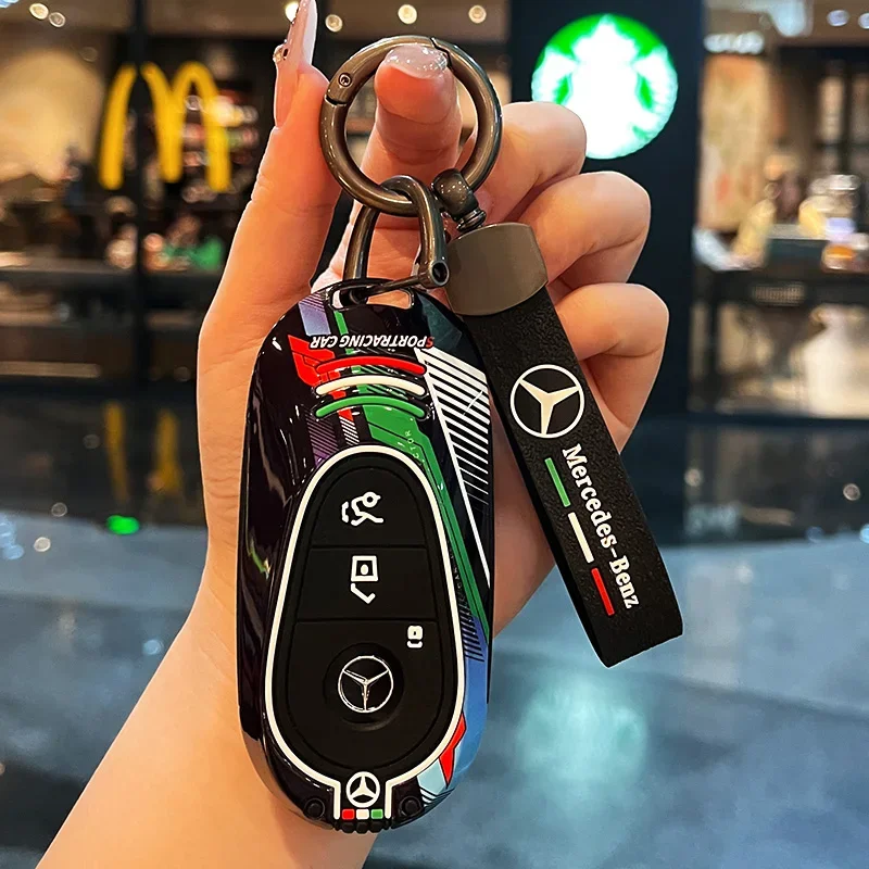 Racing Style Metal Car Key Case Fob Cover for Mercedes Benz C S Class W206 W223 S350 C300 S400 S450 S500 C200L C260L S400L S450L
