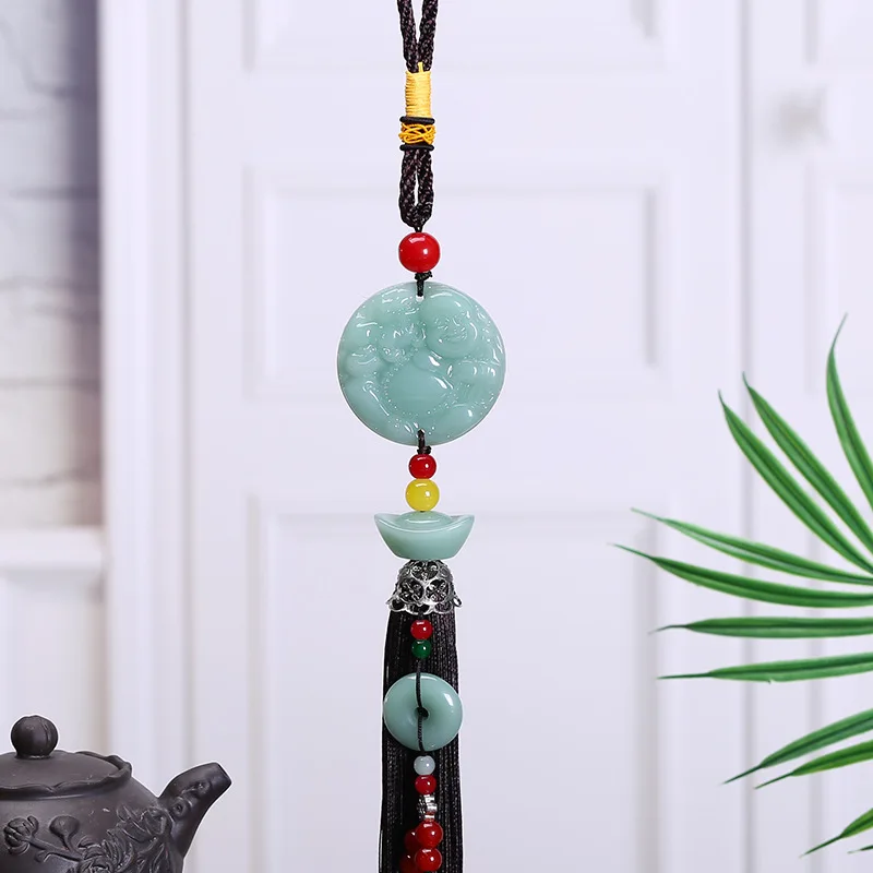 Wholesale HOME CAR Decorative ornament Good luck jade Maitreya God of wealth Buddha  Recruit wealth FENG SHUI statue