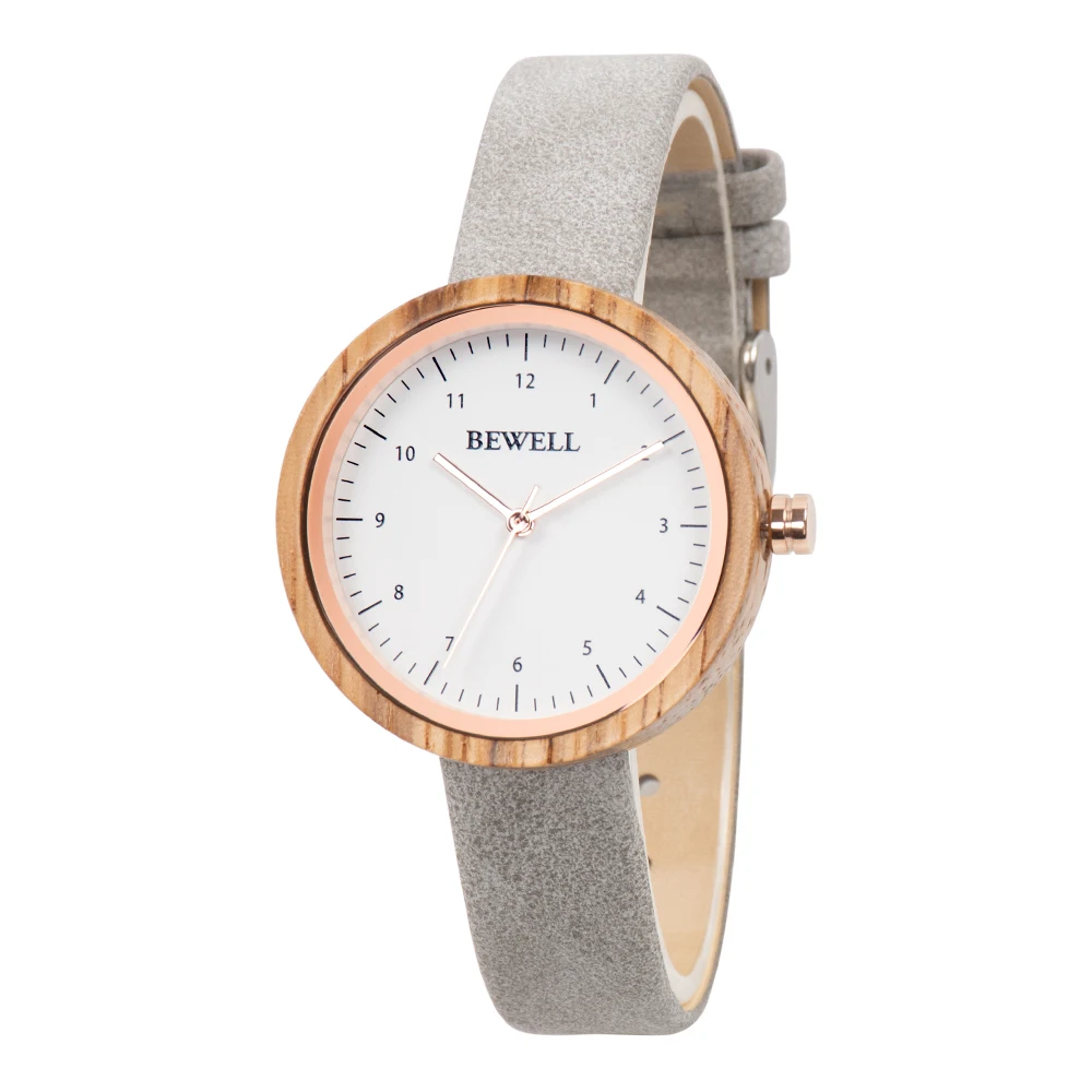 Women's Wooden Watch for Ladies with Genuine Ultrasynthetic Lightweight Strap Japanese Movement Casual Wristwatch