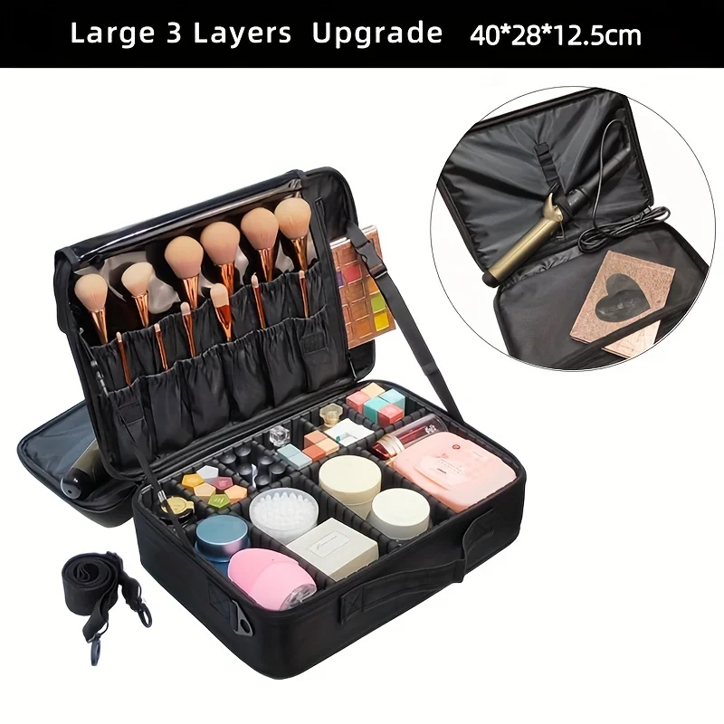 New Makeup Bag For Women Large Capacity  Oxford Cloth Travel Storage Embroidery Nail Cosmetic Case