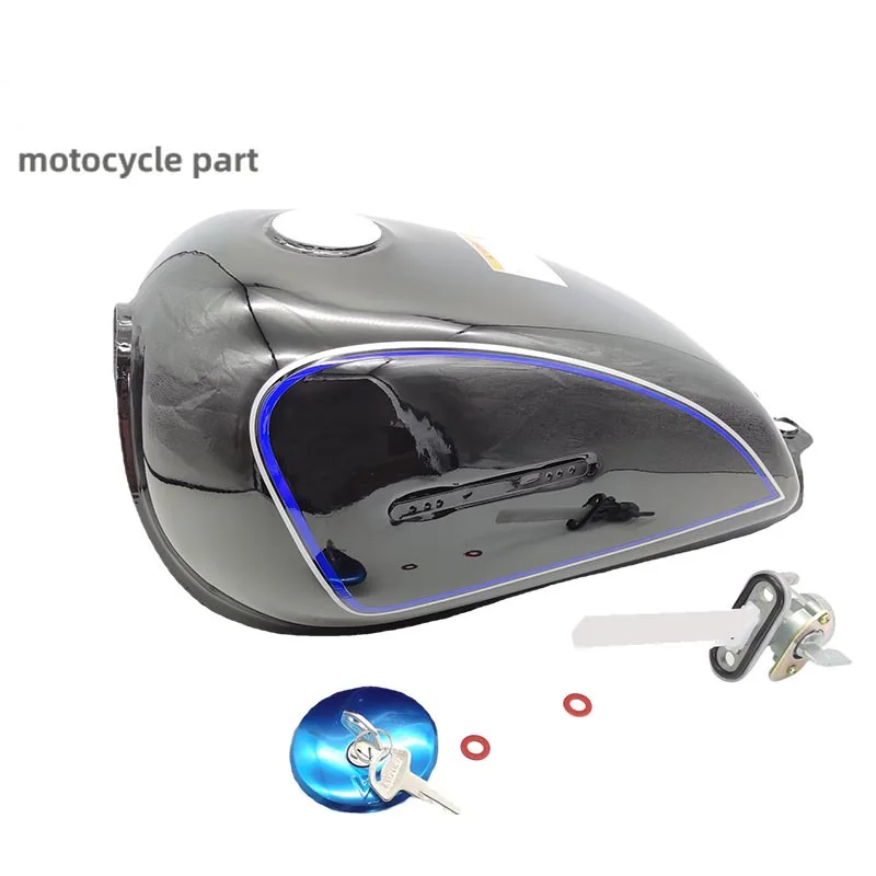 

12L Motorcycle Vintage Fuel Tank Prince GN125 Modified Baking Paint Fuel Tank Black Thickened With Accessories