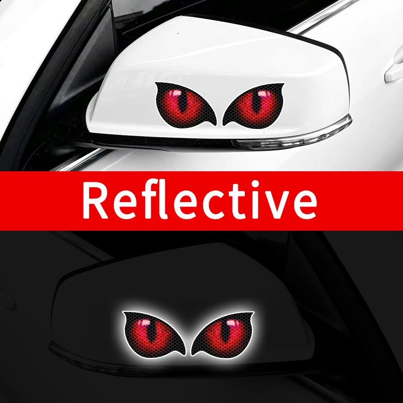 1Pair Demon Eyes Motorcycle Sticker Reflective Waterproof for Motorbike Side Panel Car Window Electric Scooter Vinyl Decal view 3