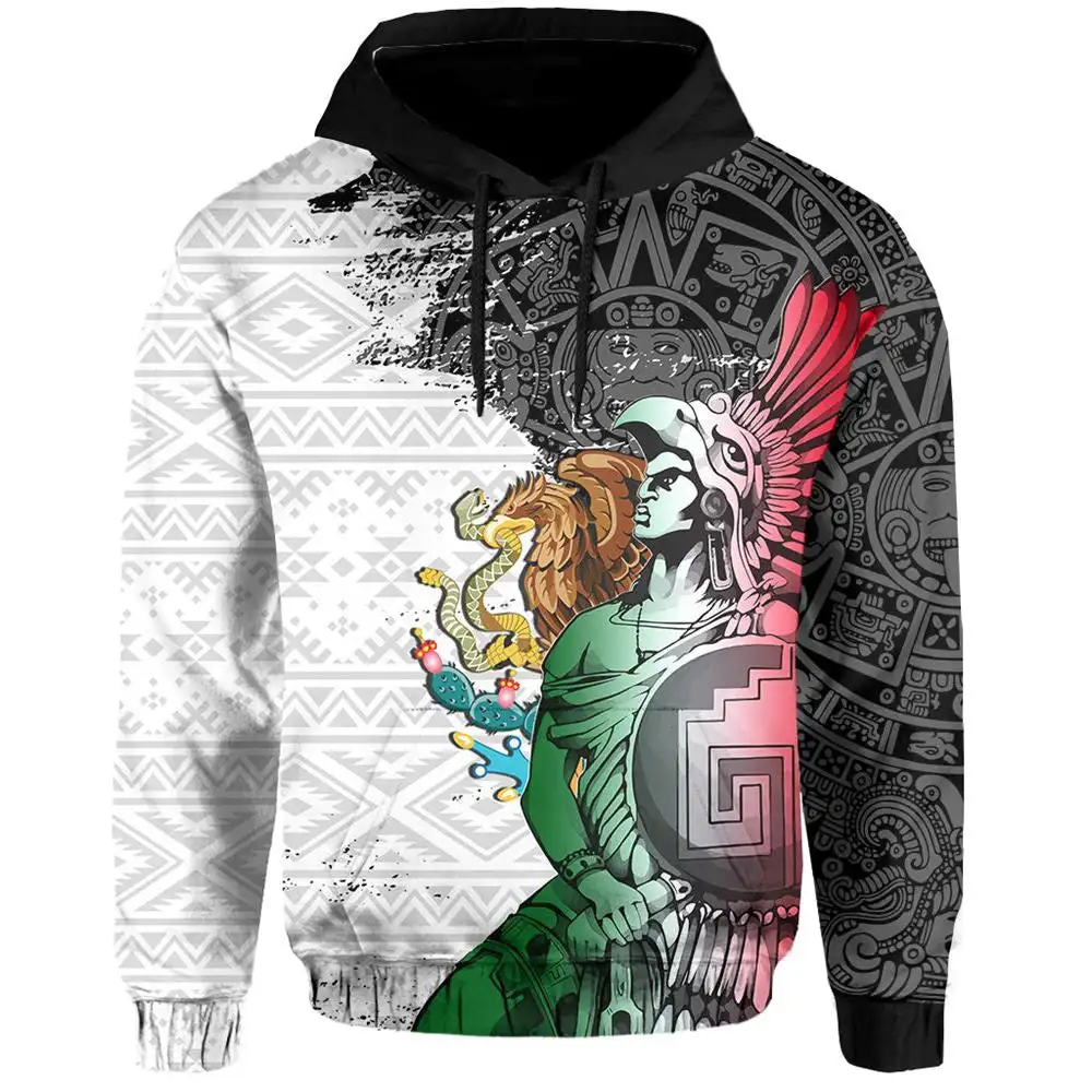 Mexico National Emblem Flag Men Hoodies 3D Print Vintage Men\'s Pullover Tops Casual Long Sleeve Oversize Loose Man Clothing Tops