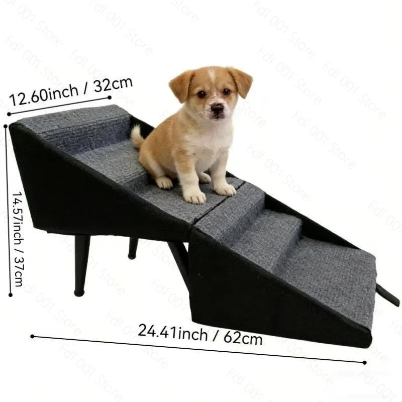 2 in 1 Foldable Wooden Pet Stairs Stool Multifunctional Dog Step Ladder Non‑slip Stable Structure  Small Dogs Indoor Daily Use