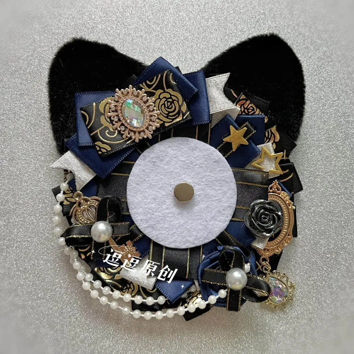 Cute Luxury Fill Ita Bag Accessories Hand Made Ribbon Cat Ears Badge Rosette Quadratic Element Goods Display Hloder