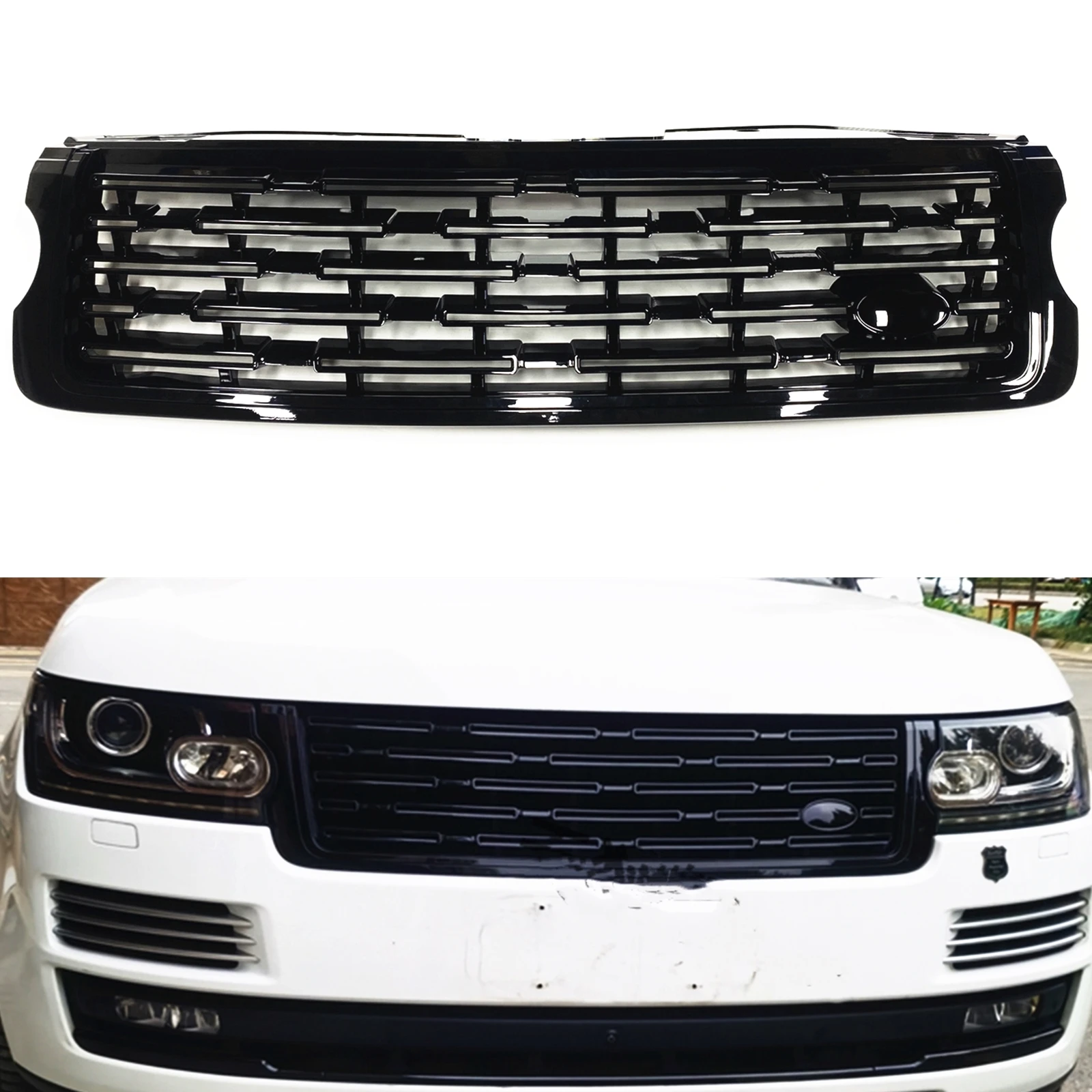 

Car Front Grille Grills Bumper Cover Mesh Grid Auto Kit For Land Rover Range Rover Vogue L405 2013-2017