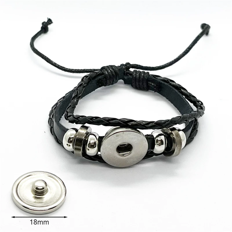 Task Force 141 Leather Bracelets Glass Dome Snap Button Bracelet & Bangles Trident Fashion Women Men Jewelry Gift