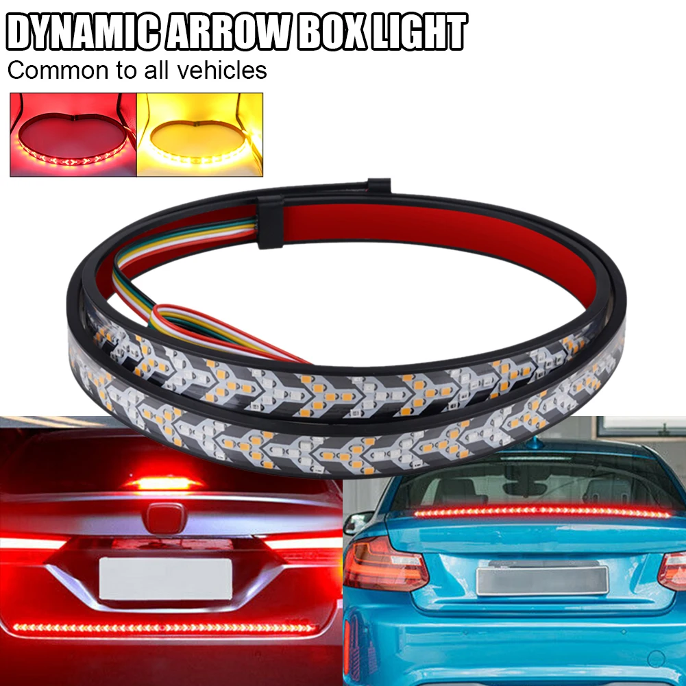 Universal 12V Car LED Brake Light Taillight Strip Anti-Collision Rear Dynamic Flasher 4 Modes Waterproof Safety Warning Light