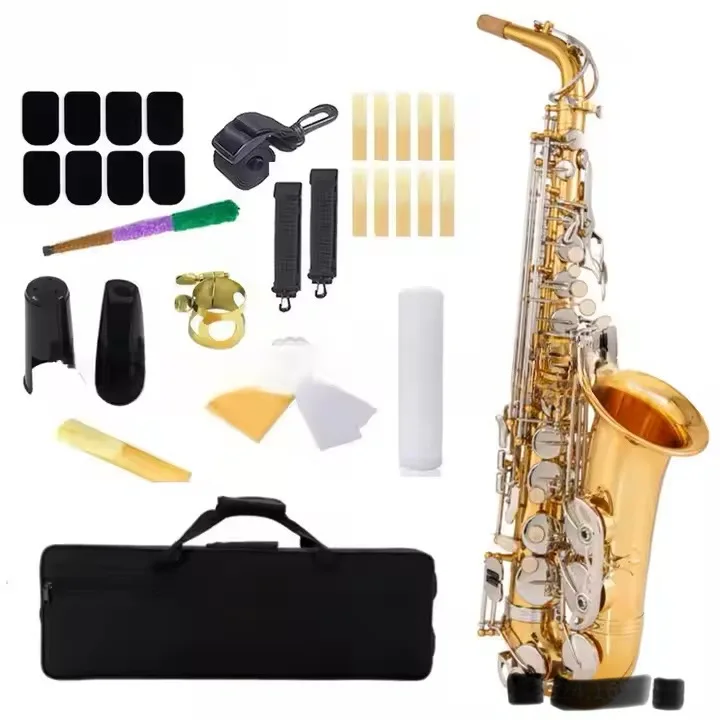 Professional Performance of Alto Saxophone in Brass Flat B-key, Playing Saxophone Wind Instruments for Adult Beginners