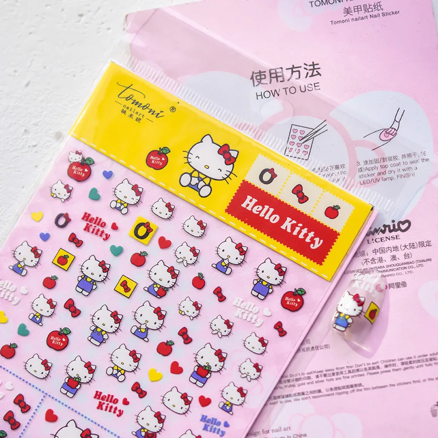 1 Sheet Hellokitty 3D Nail Art Stickers Nail Decals for Nails Hellokitty Manicure Japanese Design Diy Accessories