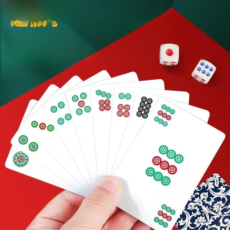 

Waterproof Portable Travel Poker Cards 144 Pieces Plastic Mahjong Cards Expert Use Foldable Gaming Table Mat Blue Valley Brand