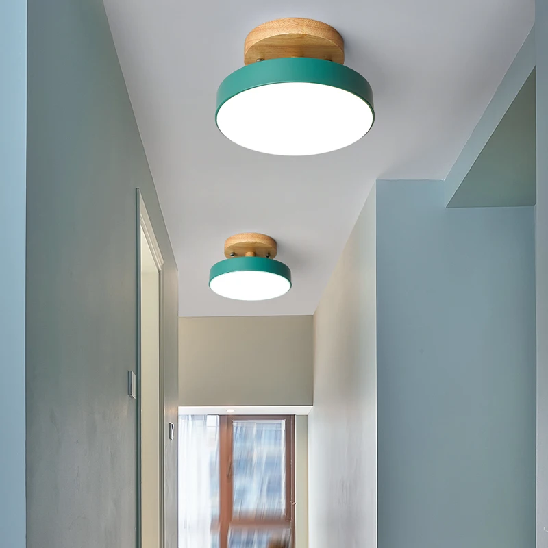 Plafonnier LED Minimaliste en Bois Massif de Style Macaron, Luminaire Décoratif d'Nik, Idéal pour un Couloir, une Chambre à Coucher, un délégations ou un Couloir