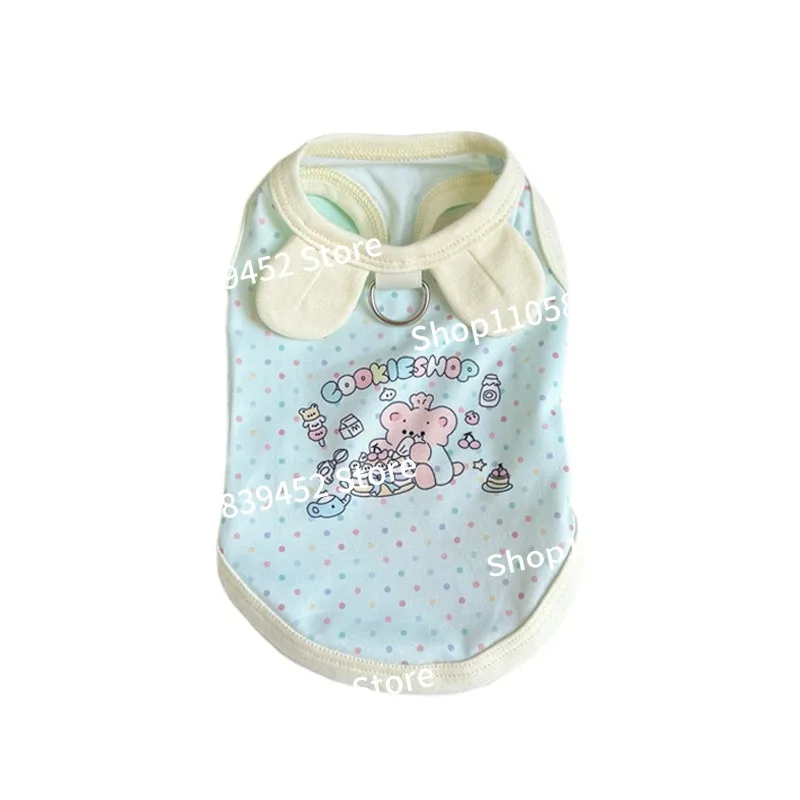 For Cat and Dog Spring and Summer Clothes Thin Cute Printed Macaron Sling Small Short