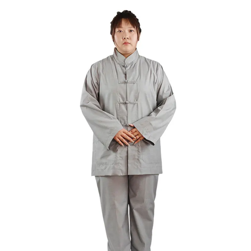 Haiqing-Vêtements bouddhistes pour femmes, style chinois rétro, tenue de méditation, col montant de moine, printemps, été et automne