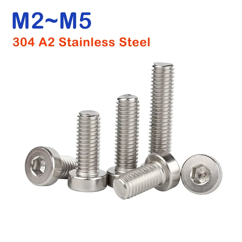 10/20/30/50pcs M2 M2.5 M3 M4 M5 304 A2-70 stainless steel Hexagon Socket Thin Low Short Profile Head Allen Cap Screw