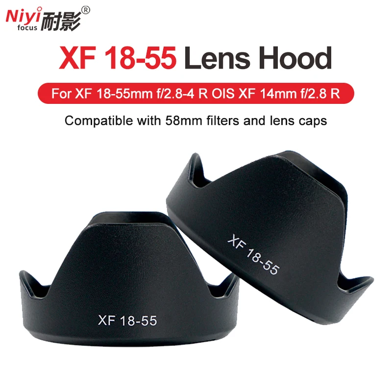 1cps XF 18-55 Camera Lens Hood Light Shadow Hood for Fuji XF 18-55mm f/2.8-4 R OIS XF 14mm f/2.8 R Plastic Rotate install