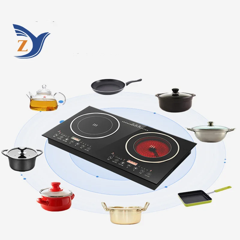 Dual Head Embedded Electric Ceramic Stove Stir Frying Induction Cooker Dual Desktop Dual Eye Commercial Hot pot  Multifunctional