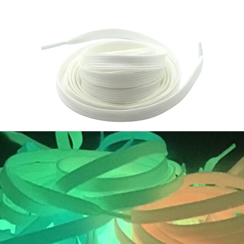 

1Pairs Glow in The Dark Shoelaces Fluorescent Athletic Shoe Laces Luminous Flat Sports Shoe Lace Ideal for Sneakers White
