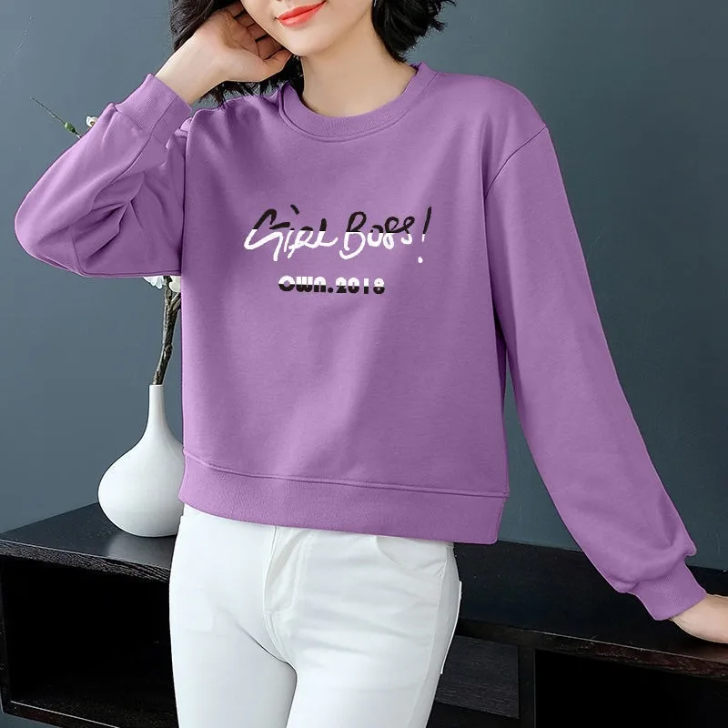 

Women's Autumn and Winter Casual Simplicity Printing O-neck Long Sleeve Sweatshirts Women Clothes Fashion Loose Elegant Tops