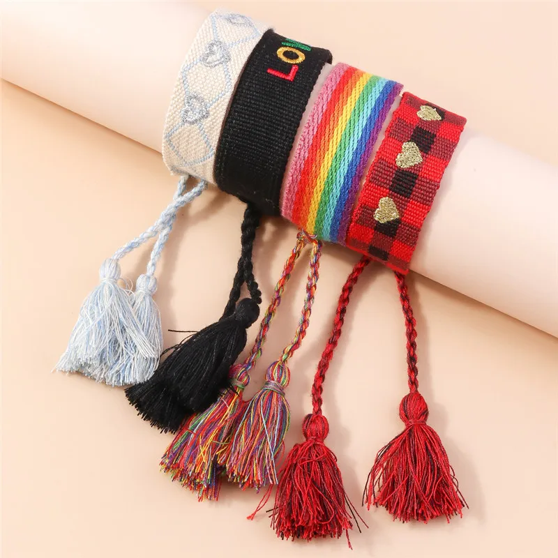 Aihua Boho bunte gewebte Seils chnur Armband handgemachte schicke Gurt Freundschaft Armbänder für Frauen Glück Schmuck Geschenk – Detail 2