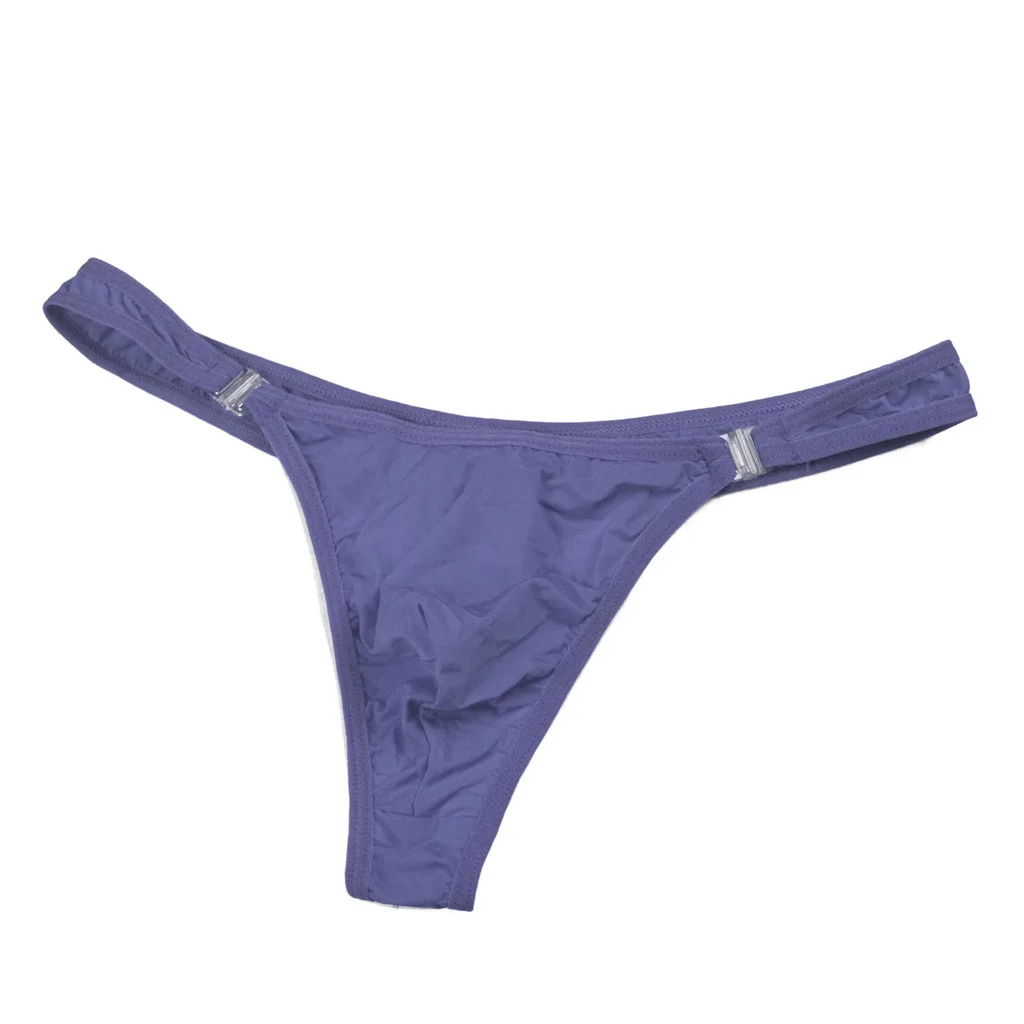

Men's U Convex Pouch Underwear Gays Sexy Low Waist U Convex Pouch G-strings Homme Semi Transparent Ice Silk Button T Back Thongs