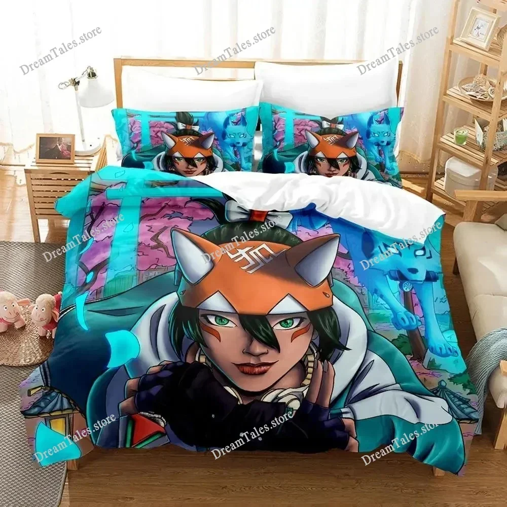 Game Overwatch Kiriko Heads Bedding Set Boys Girls Twin Queen Size Duvet Cover Pillowcase Bed Kids Adult Home Textileextile741