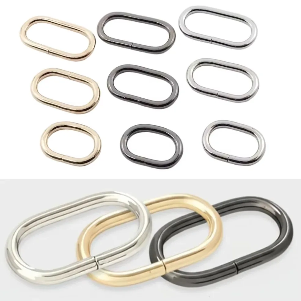 10-100pcs Zinc alloy Bag Strap Adjuster Loop Oval O Ring Buckle Leathercraft Bag Parts Strap Belt Garment Hardware Accessories
