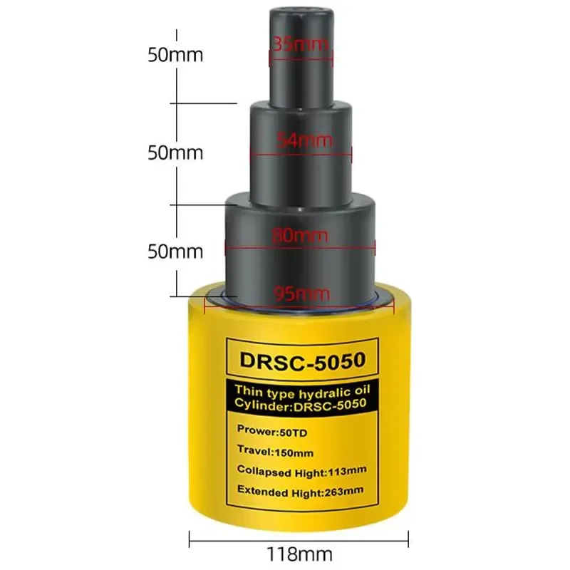 DRSC-5050 Ultra-thin Multistage Hydraulic Cylinder Jacks 150mm Stroke 50T High Load Capacity Hydraulic Cylinder
