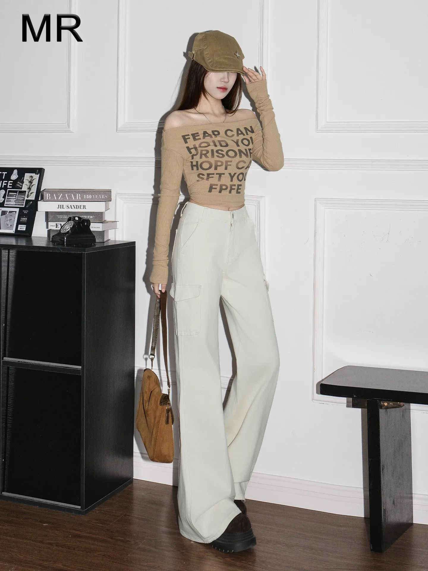 

Женские джинсы-клеш Slim Fit с высокой талией, повседневные, весенние, модные, белые, в стиле рабочей одежды, брюки в пол