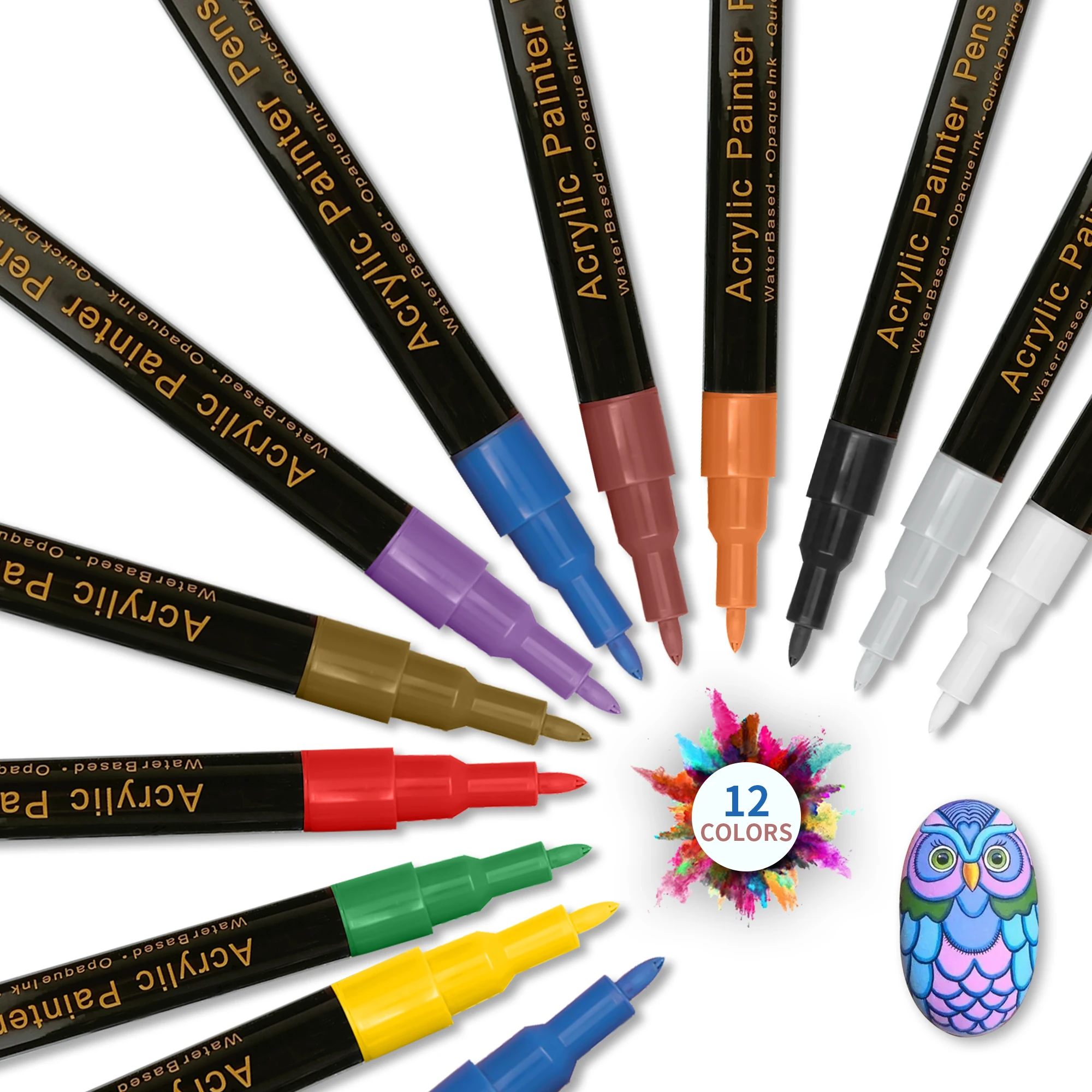 12 Colour Permanent Paint Maker Set Craft Smart Acrylic Paint Marker Pens