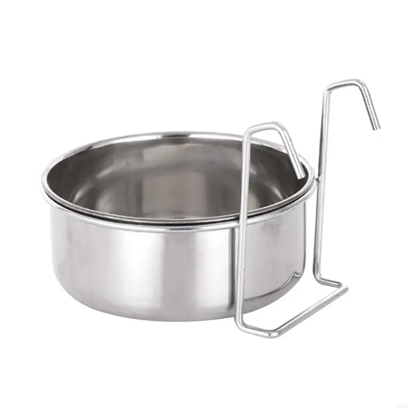 45BE Dog Bowls Stainless Steel Cups with Hanger for Cat Cage Kennel Hanging Bowl Metal Water Feeder for Ferret Rabb