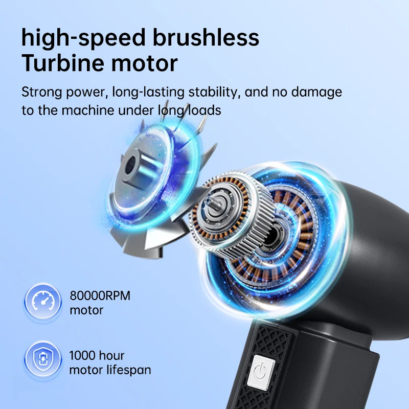 80000RPM turbofan Handheld Turbo Jet Fan Powerful Air Blower Brushless Motor Variable Speed Dust Blower Cleaning Tool Air Duster