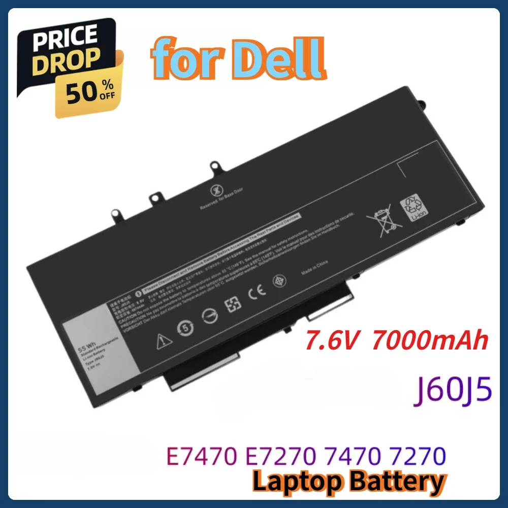 

J60J5 E7470 E7270 Laptop Battery for Dell 1W2Y2 0MC34Y MC34Y R1V85 242WD GG4FM WYWJ2 451-BBSX BBSY