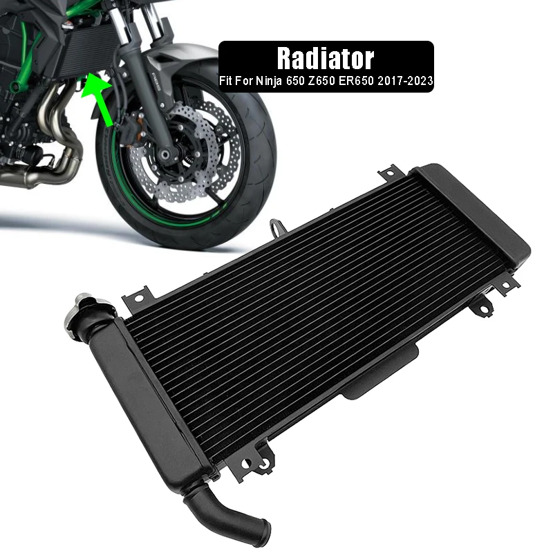 Fit for Kawasaki Ninja 650 Z650 ER650 ABS 2017‑2023 Motorcycle Radiator Cooler Assembly Cooling Water Tank Replacement Ninja650