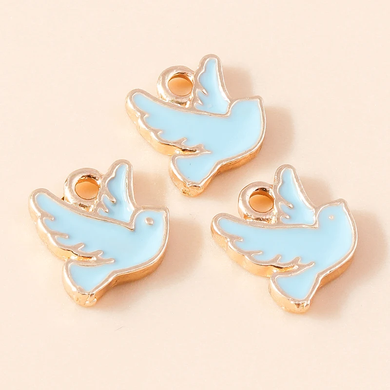 10 Stück 13x11mm Cartoon Mini Emaille Tier Tauben Anhänger für Schmuckherstellung Halsketten Ohrringe DIY Bastelzubehör – Detail 4
