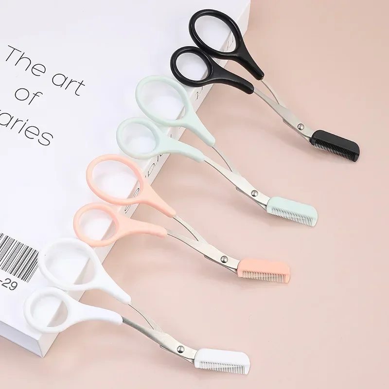 مقص الحواجب مع مشط إزالة الشعر ماكينة حلاقة الحواجب تشكيل ماكياج أداة Karsyngirl 1 قطعة أداة قص الحواجب الآمنة الفولاذ المقاوم للصدأ