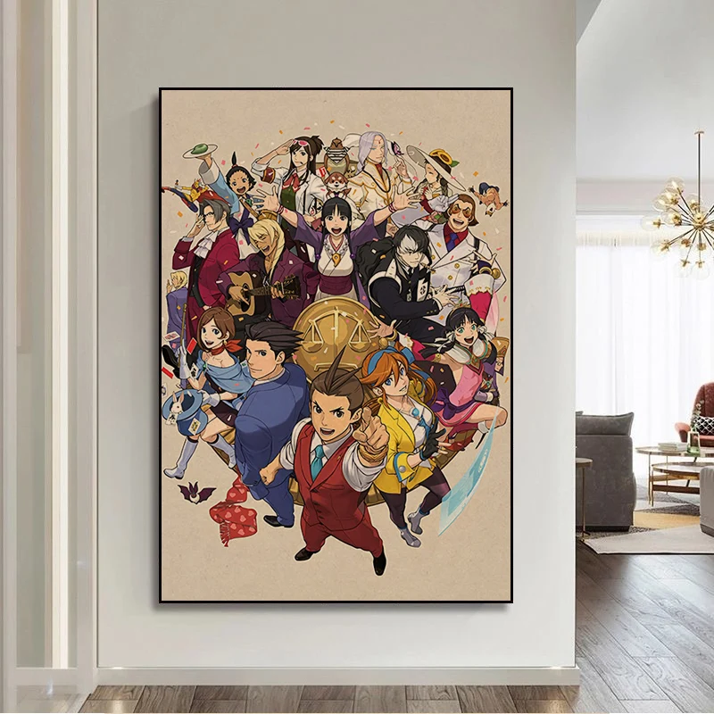 Gyakuten Saiban Ace Attorney Dobrej jakości wydruki i plakaty Retro Kraft Paper Naklejka DIY Pokój Bar Kawiarnia Kawaii Wystrój pokoju