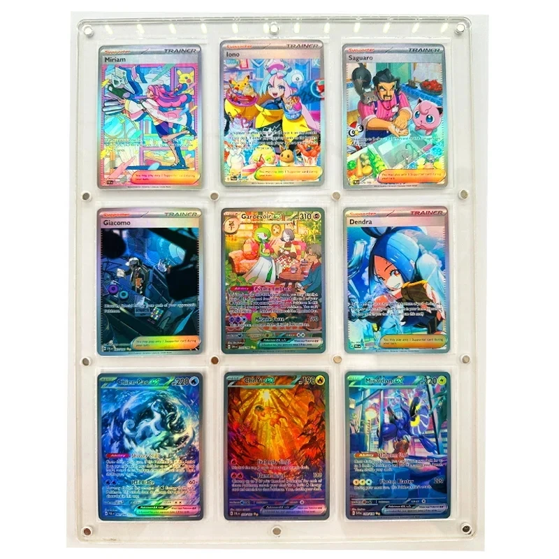 9 buah/set PTCG Pokemon versi bahasa Inggris Trainer Iono refraksi kerajinan DIY buatan rumah permainan pertempuran koleksi kartu hadiah mainan anak-anak