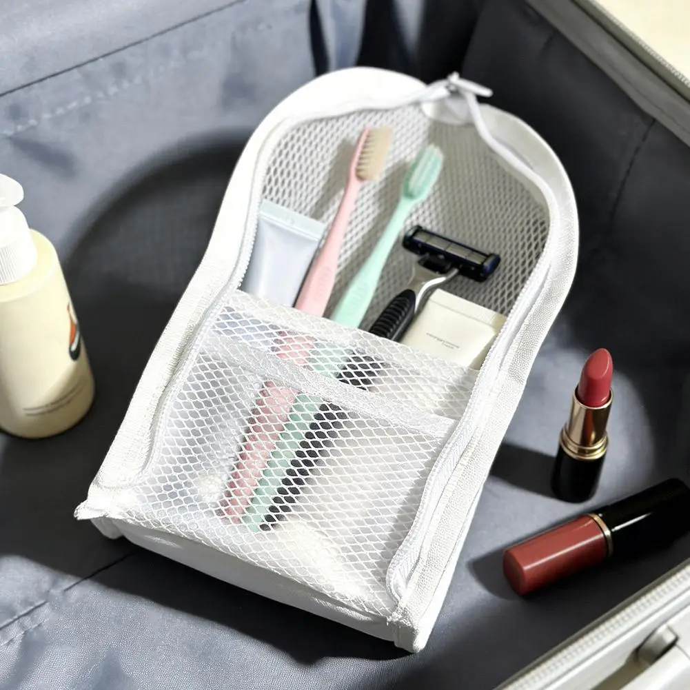 Mesh Travel Toiletry Bag Portable Toothbrush Cosmetic Organizer Makeup Brush Storage Pouch Bathroom Wash Pack image 2